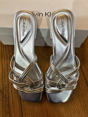 Women’s Calvin Klein Silver Tianela Slide/ Sandal Size 9M